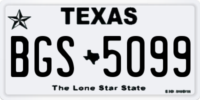TX license plate BGS5099