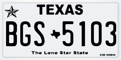 TX license plate BGS5103