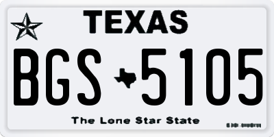 TX license plate BGS5105