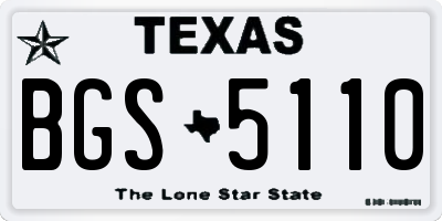 TX license plate BGS5110