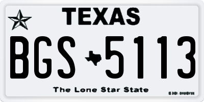 TX license plate BGS5113