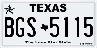 TX license plate BGS5115