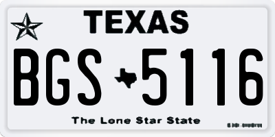 TX license plate BGS5116