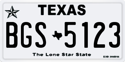 TX license plate BGS5123