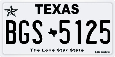 TX license plate BGS5125