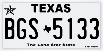 TX license plate BGS5133