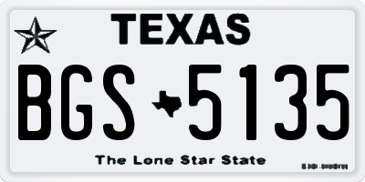 TX license plate BGS5135