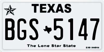 TX license plate BGS5147