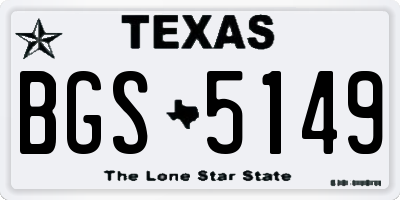 TX license plate BGS5149