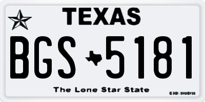 TX license plate BGS5181