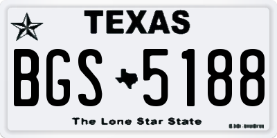 TX license plate BGS5188