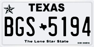TX license plate BGS5194