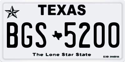 TX license plate BGS5200