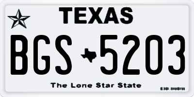 TX license plate BGS5203