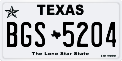 TX license plate BGS5204