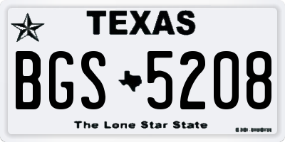 TX license plate BGS5208