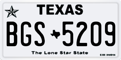 TX license plate BGS5209