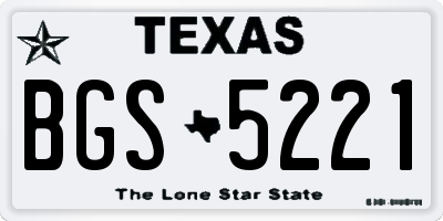 TX license plate BGS5221