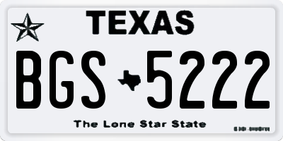 TX license plate BGS5222
