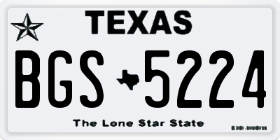 TX license plate BGS5224