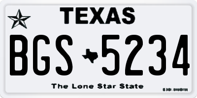 TX license plate BGS5234
