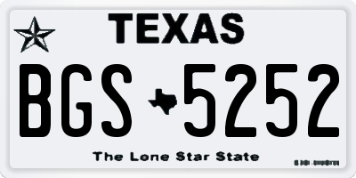TX license plate BGS5252