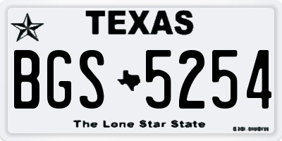 TX license plate BGS5254