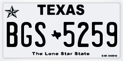 TX license plate BGS5259