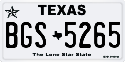 TX license plate BGS5265