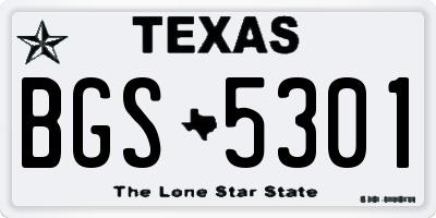 TX license plate BGS5301