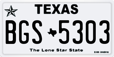 TX license plate BGS5303