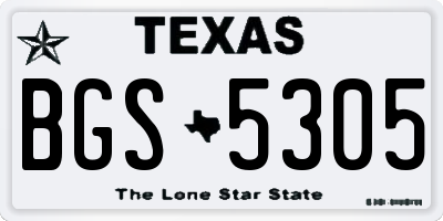 TX license plate BGS5305