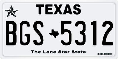 TX license plate BGS5312