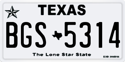 TX license plate BGS5314