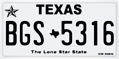 TX license plate BGS5316