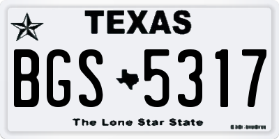 TX license plate BGS5317