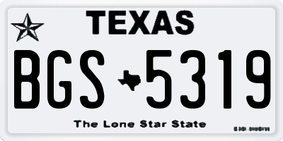 TX license plate BGS5319