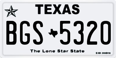 TX license plate BGS5320