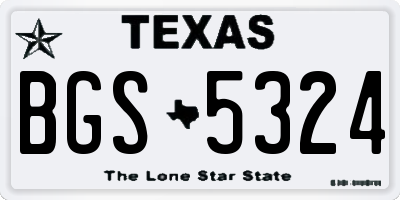 TX license plate BGS5324