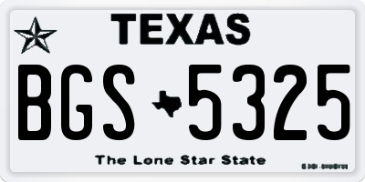 TX license plate BGS5325