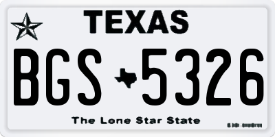 TX license plate BGS5326