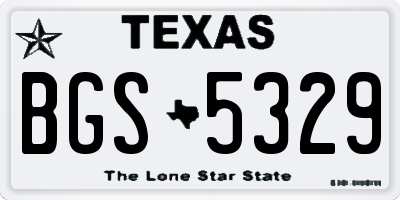 TX license plate BGS5329