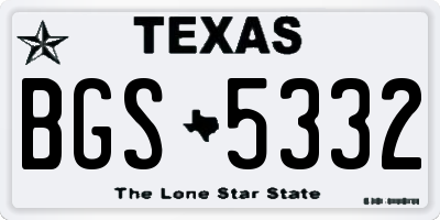 TX license plate BGS5332