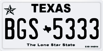 TX license plate BGS5333