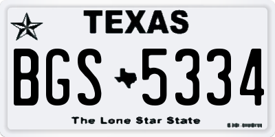 TX license plate BGS5334