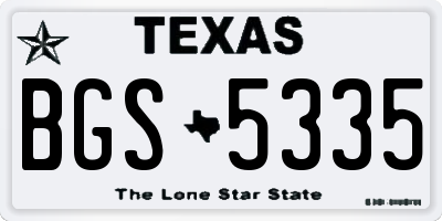 TX license plate BGS5335