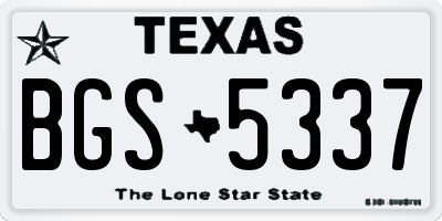 TX license plate BGS5337