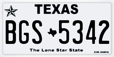 TX license plate BGS5342
