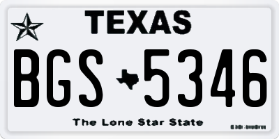 TX license plate BGS5346