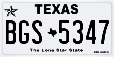 TX license plate BGS5347